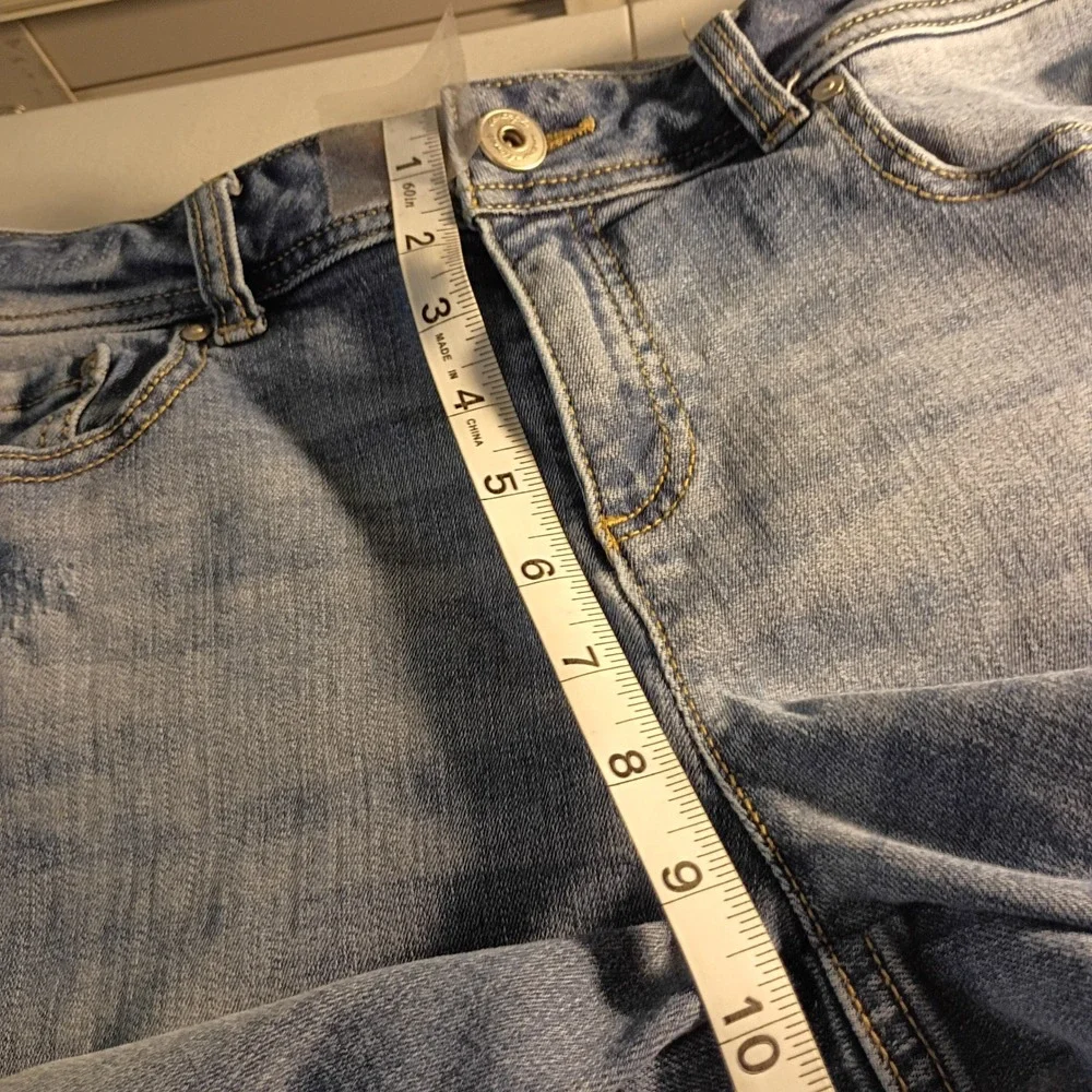 INC International Concepts Womens 10 Skinny Leg Distressed Patch Jeans Blue